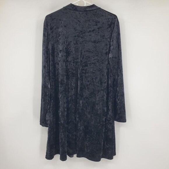 Vintage M Fasis Black Crushed Velvet Dark Academia Gothic Witchy Chic Dress XL - Picture 3 of 8